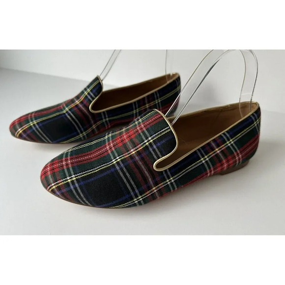 J. Crew Factory Shoes - J Crew Factory Stewart tartan plaid smoking loafers slip on shoes Women’s Sz 7